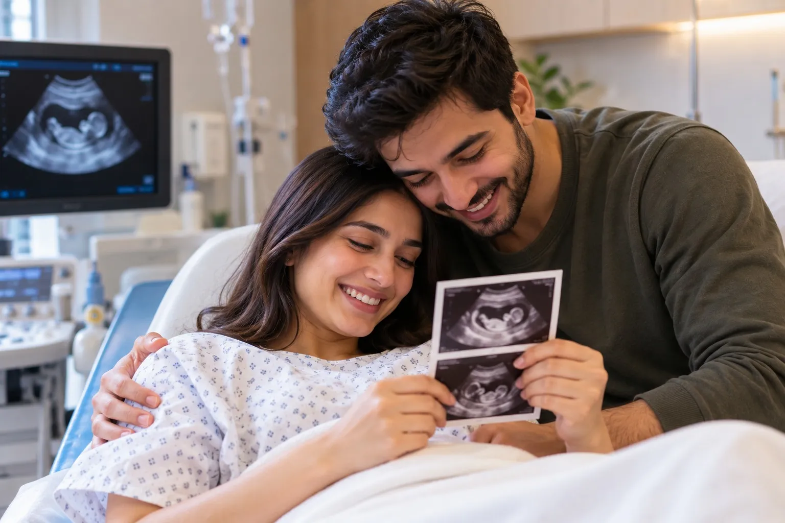 Smiling couple embracing
