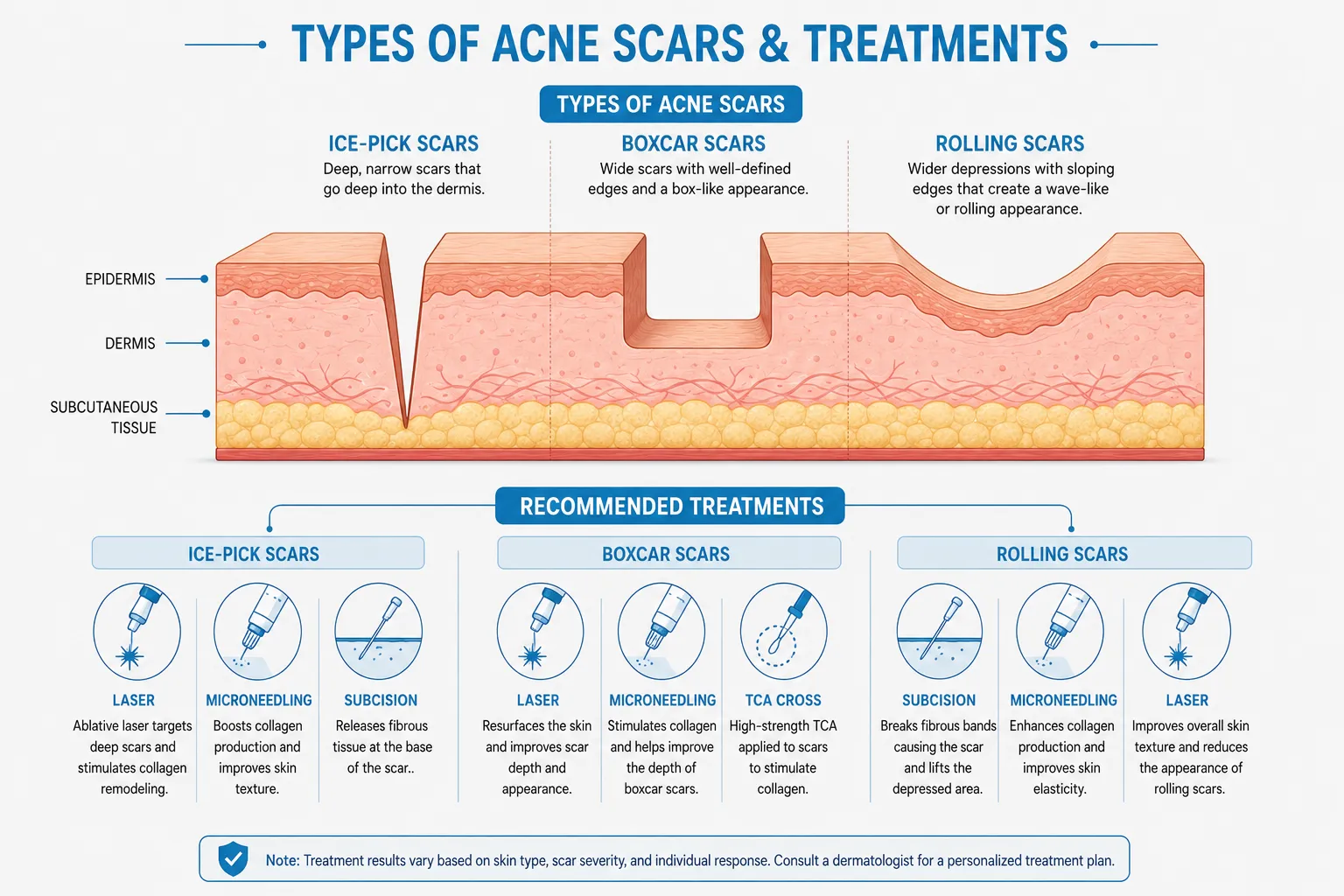 types of acne scare and treatments